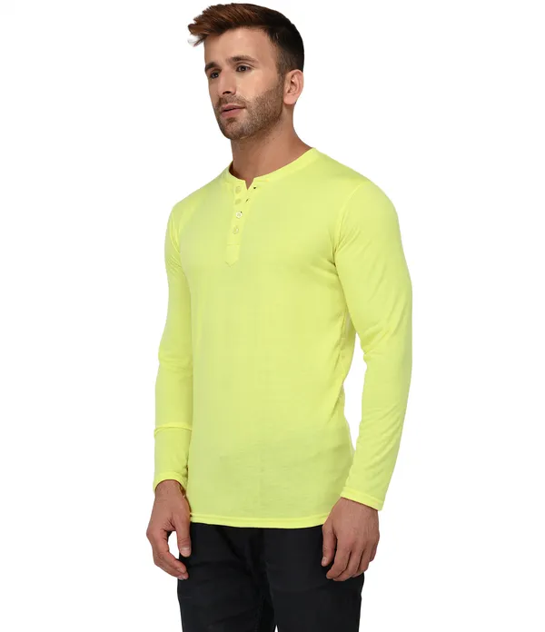 Yellow_Cotton_Solid_Henley_Neck_Regukar_Fit_T-Shirt_for_men