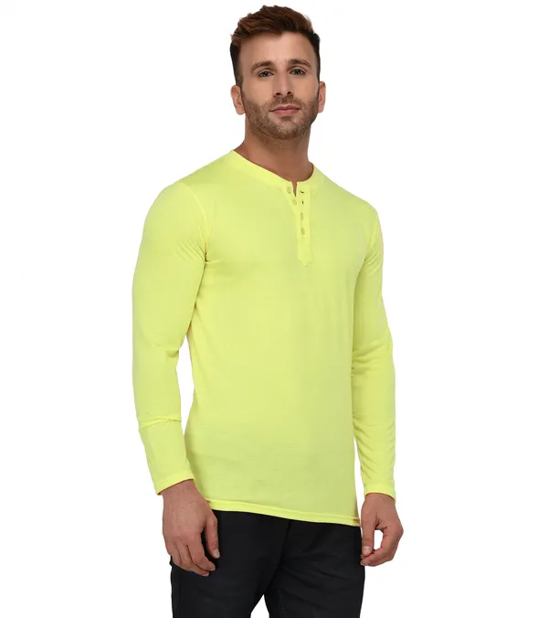 Yellow_Cotton_Solid_Henley_Neck_Regukar_Fit_T-Shirt_for_men