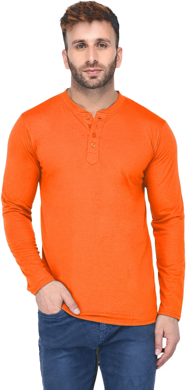 Yellow_Cotton_Solid_Henley_Neck_Regukar_Fit_T-Shirt_For_Men