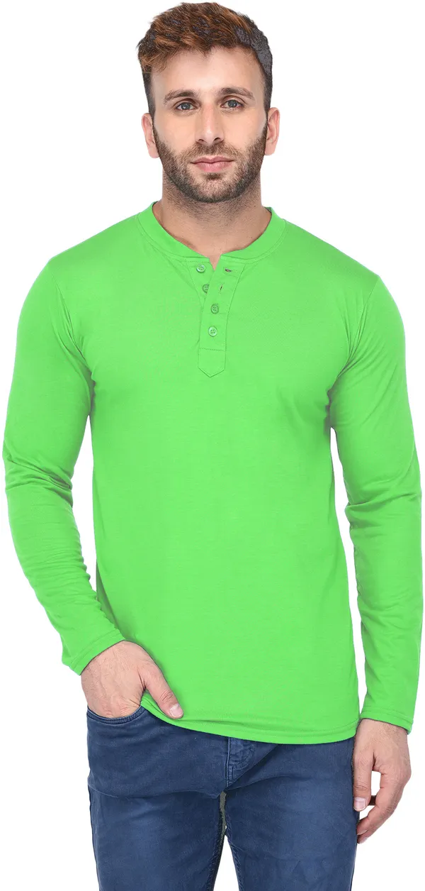 Yellow_Cotton_Solid_Henley_Neck_Regukar_Fit_T-Shirt_For_Men