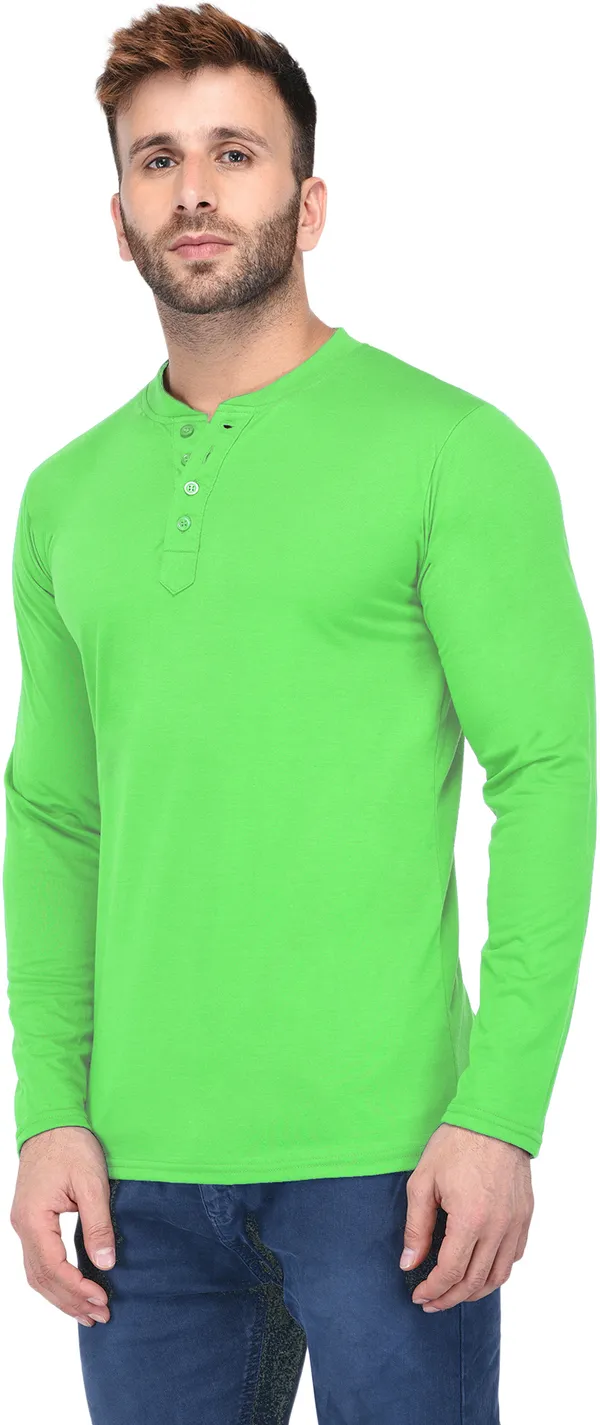 Yellow_Cotton_Solid_Henley_Neck_Regukar_Fit_T-Shirt_For_Men