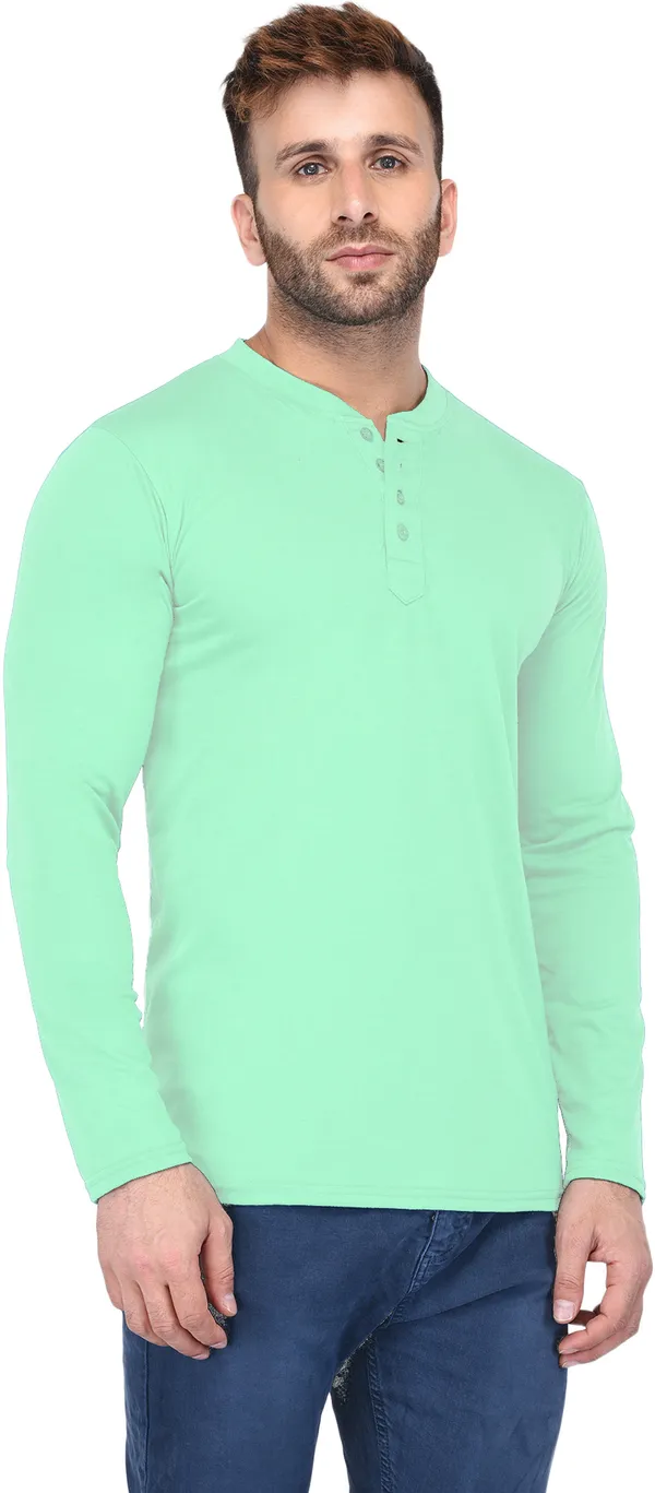 Yellow_Cotton_Solid_Henley_Neck_Regukar_Fit_T-Shirt_For_Men