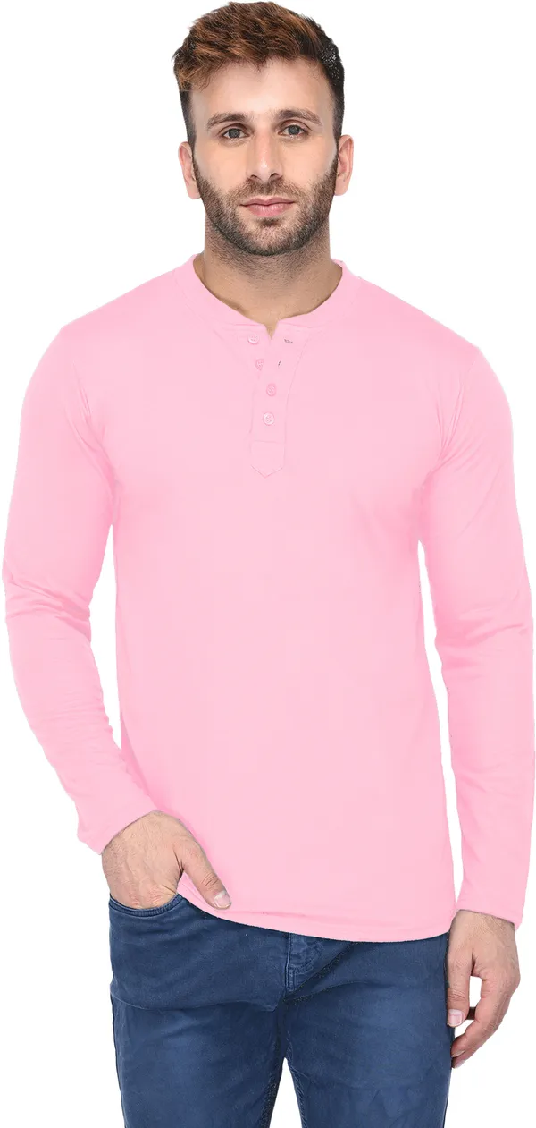 Pink_Solid_Cotton_T-Shirt_for_Men_|_Henley_Neck,_Regular_Fit