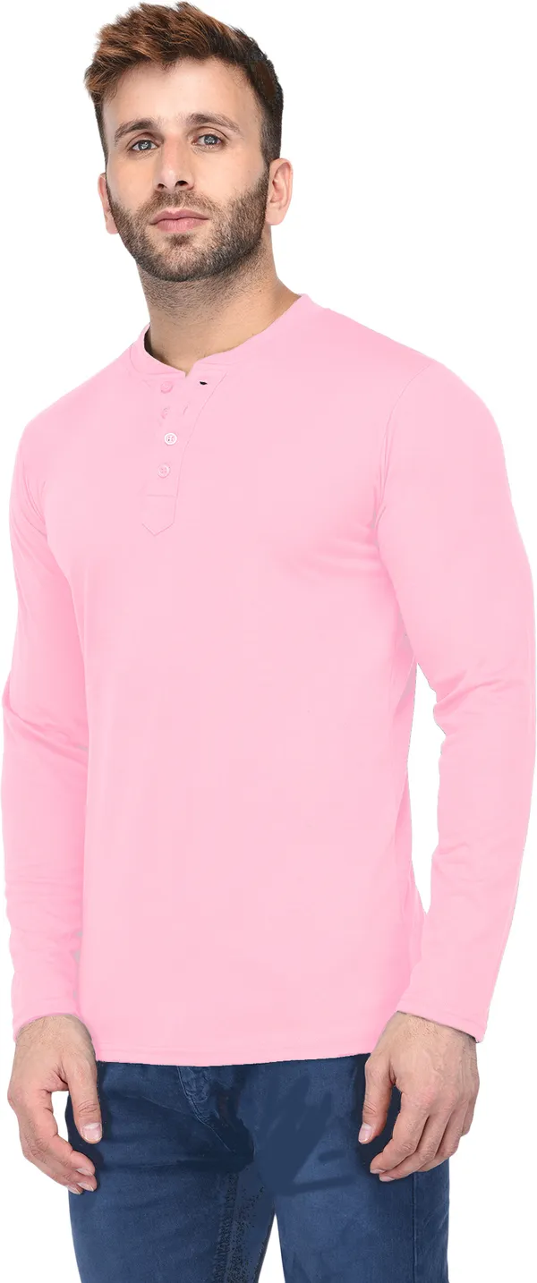 Pink_Solid_Cotton_T-Shirt_for_Men_|_Henley_Neck,_Regular_Fit