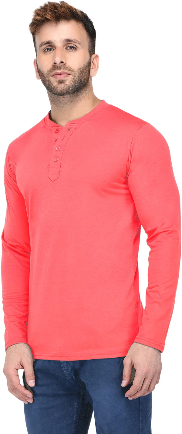 Red_Cotton_Solid_Henley_Neck_Regukar_Fit_T-Shirt_For_Men