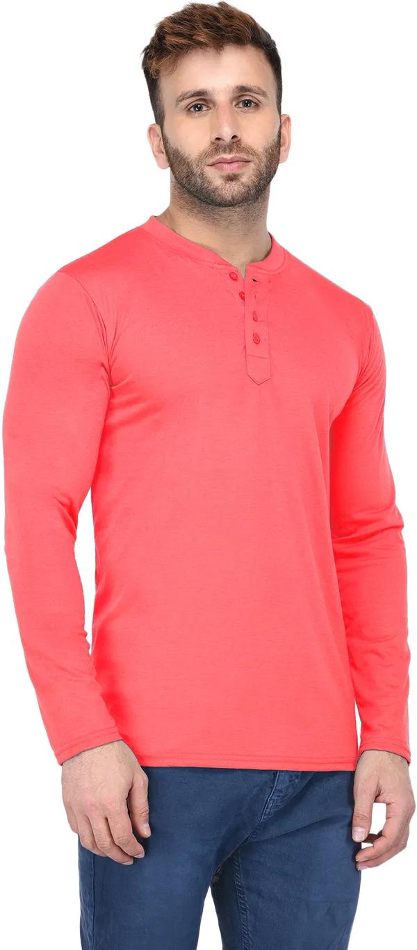 Red_Cotton_Solid_Henley_Neck_Regukar_Fit_T-Shirt_For_Men