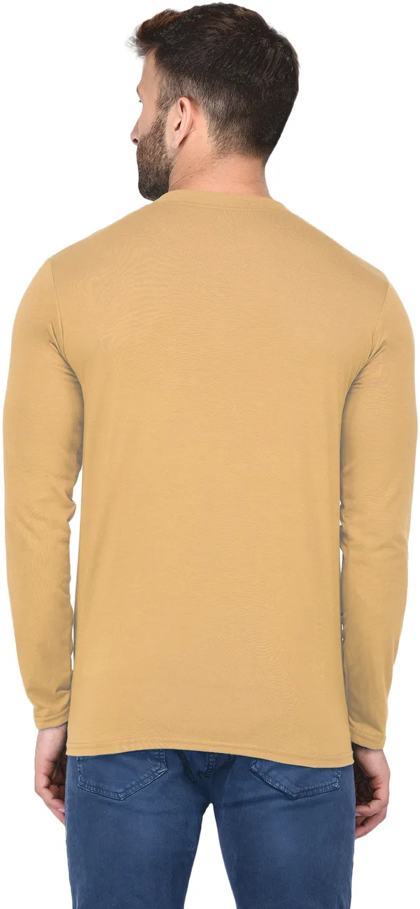 Yellow_Cotton_Solid_Henley_Neck_Regukar_Fit_T-Shirt_For_Men