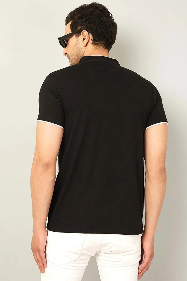 Black_Cotton_Solid_Polo_Neck_Regukar_Fit_T-Shirt_For_Men