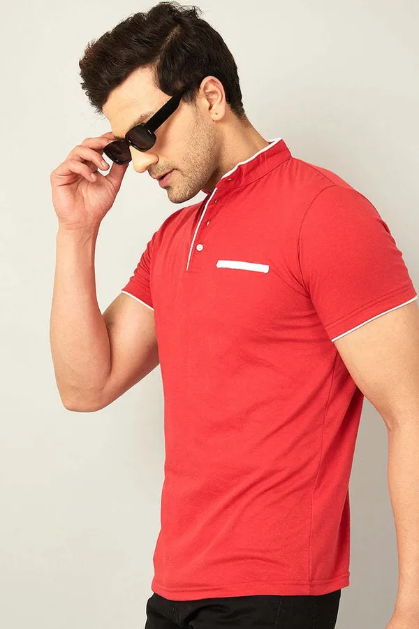 Red_Cotton_Solid_Polo_Neck_Regukar_Fit_T-Shirt_For_Men