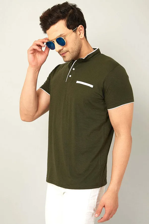 Dark_Green_Cotton_Solid_Polo_Neck_Regukar_Fit_T-Shirt_For_Men