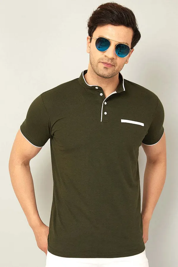 Dark_Green_Cotton_Solid_Polo_Neck_Regukar_Fit_T-Shirt_For_Men