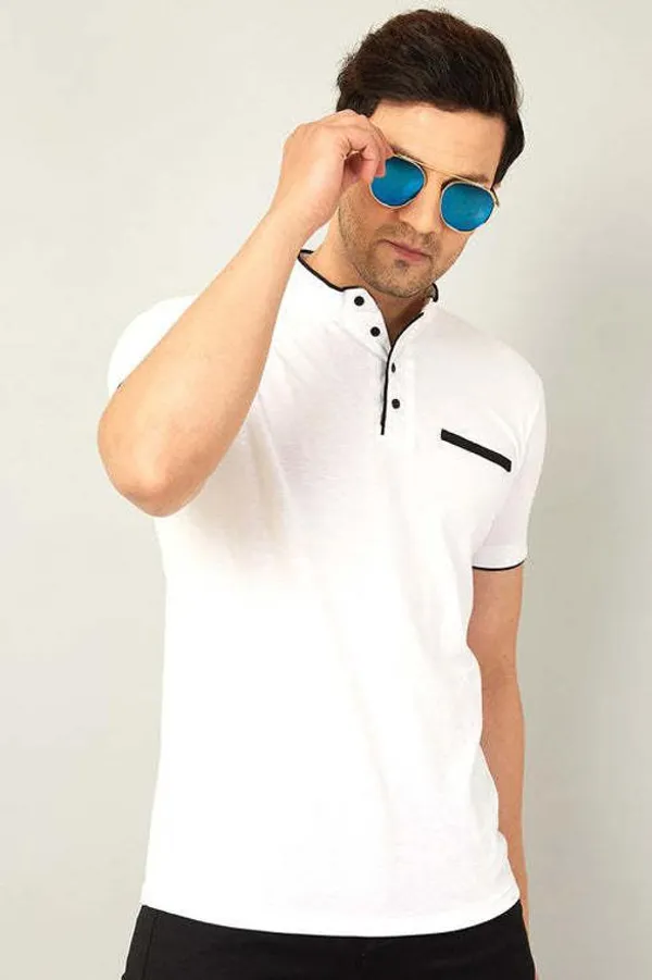 White_Cotton_Solid_Polo_Neck_Regukar_Fit_T-Shirt_For_Men