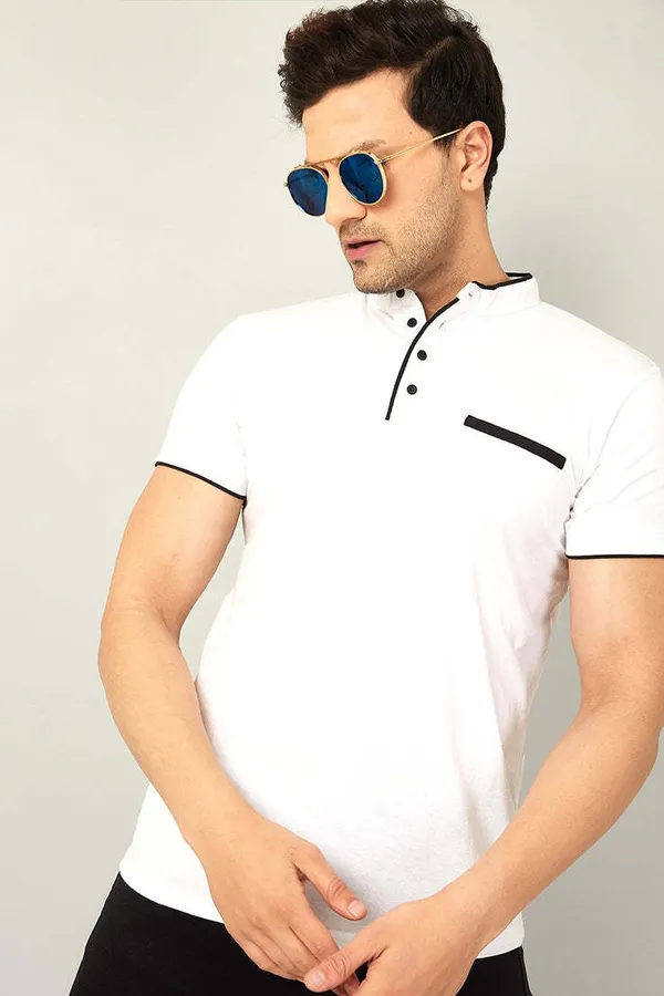 White_Cotton_Solid_Polo_Neck_Regukar_Fit_T-Shirt_For_Men