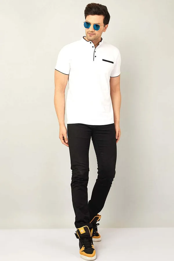 White_Cotton_Solid_Polo_Neck_Regukar_Fit_T-Shirt_For_Men