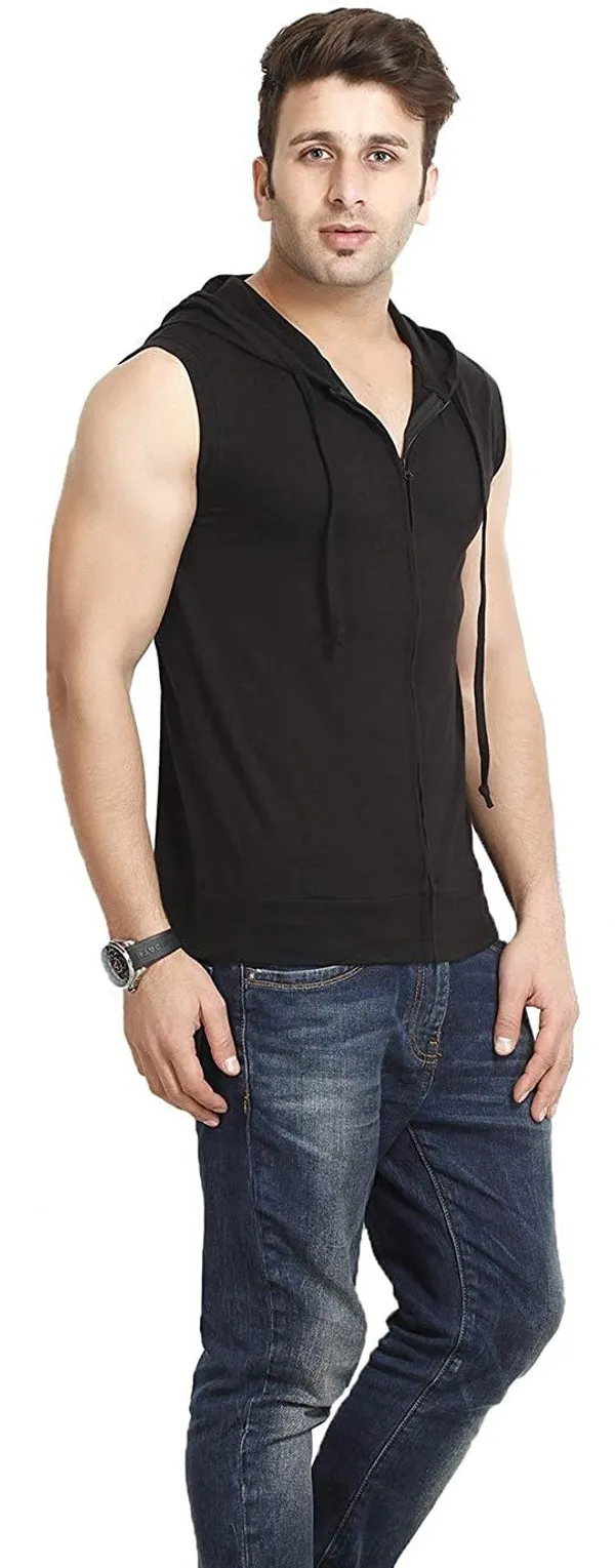 Black_Cotton_Solid_Hooded_Neck_Regukar_Fit_T-Shirt_For_Men