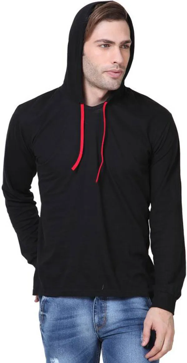 Black_Cotton_Solid_Hooded_Neck_Regukar_Fit_T-Shirt_For_Men