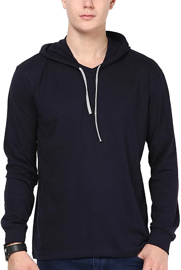 Dark_Blue_Cotton_Solid_Hooded_Neck_Regukar_Fit_T-Shirt_For_Men