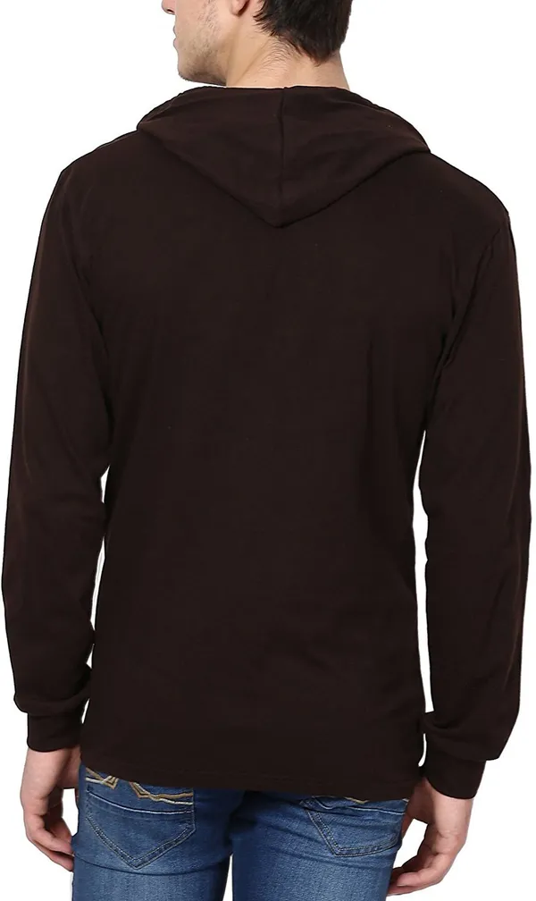 Brown_Cotton_Solid_Hooded_Neck_Regukar_Fit_T-Shirt_For_Men