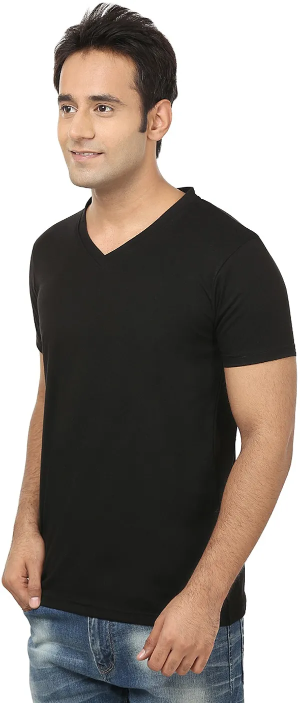 Black_Cotton_Solid_V_Neck_Regukar_Fit_T-Shirt_For_Men