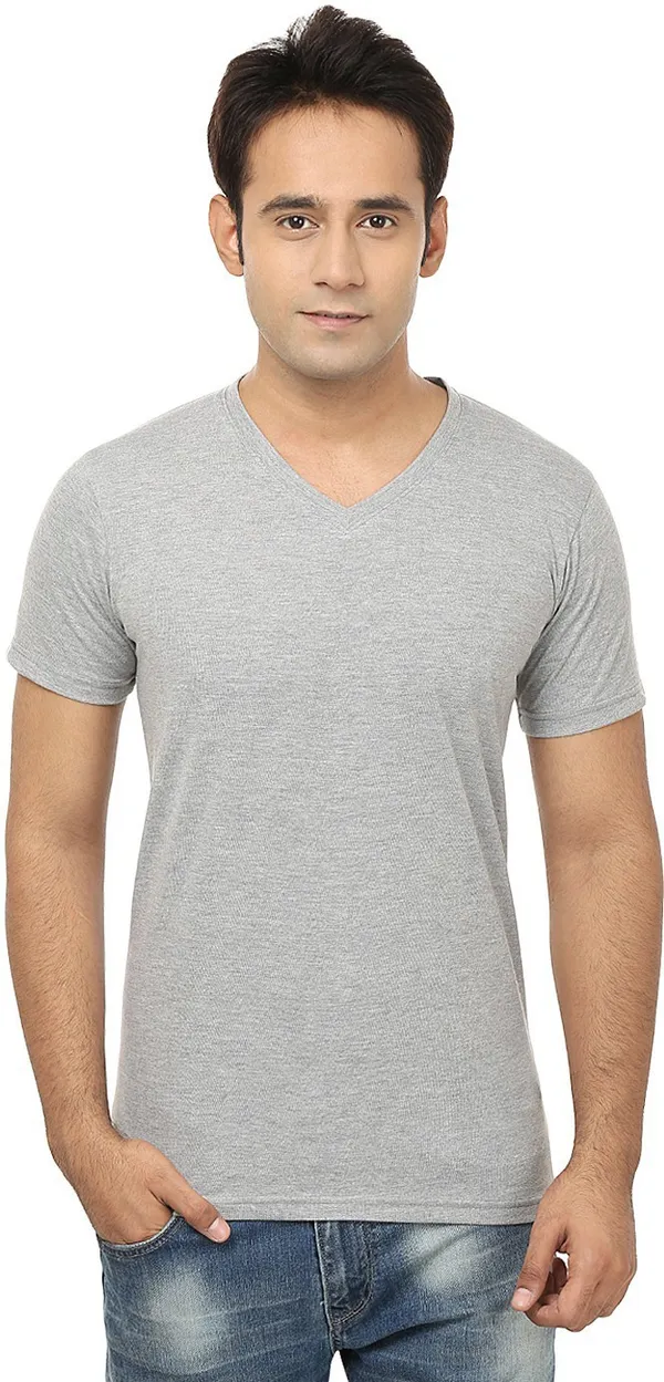 Grey_Cotton_Solid_V_Neck_Regukar_Fit_T-Shirt_For_Men