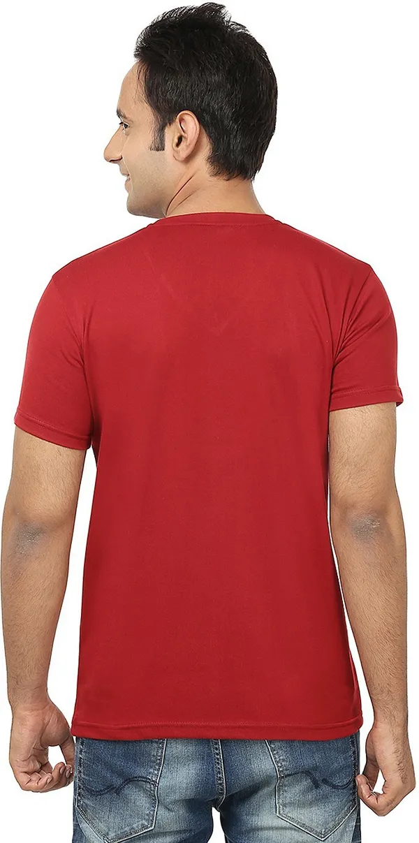 Red__Cotton_Solid_V_Neck__Regukar_Fit_T-Shirt_For_Men