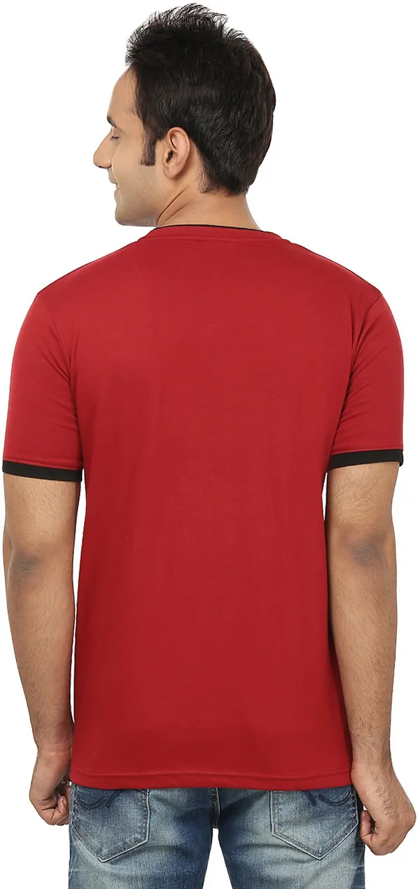 Red__Cotton_Solid_V_Neck__Regukar_Fit_T-Shirt_For_Men