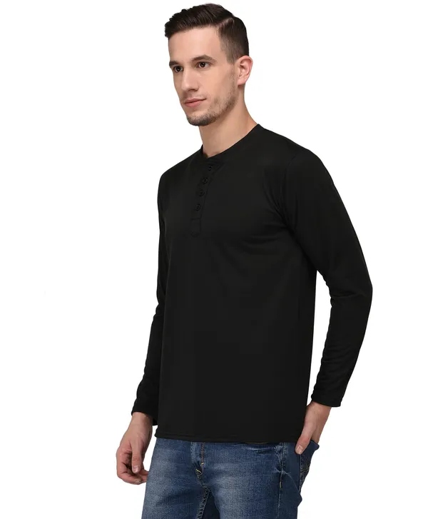 Black_Cotton_Solid_Henley_Neck_Regukar_Fit_T-Shirt_For_Men