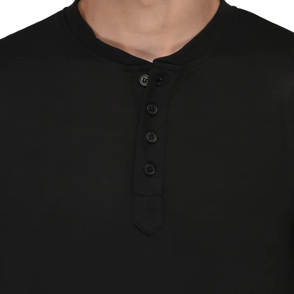Black_Cotton_Solid_Henley_Neck_Regukar_Fit_T-Shirt_For_Men