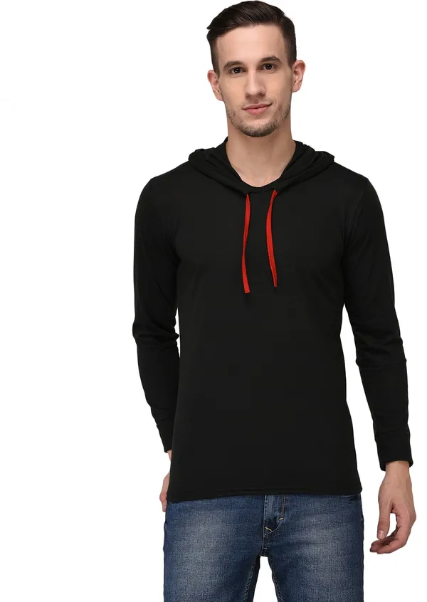 Black_Cotton_Solid_Men_Hooded_Neck_Regukar_Fit_T-Shirt_For_Men