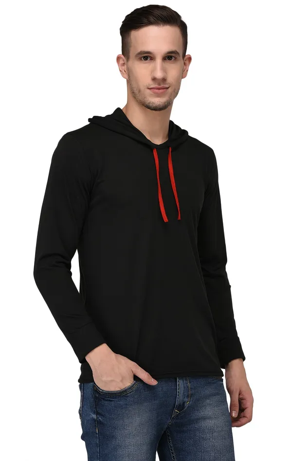 Black_Cotton_Solid_Men_Hooded_Neck_Regukar_Fit_T-Shirt_For_Men