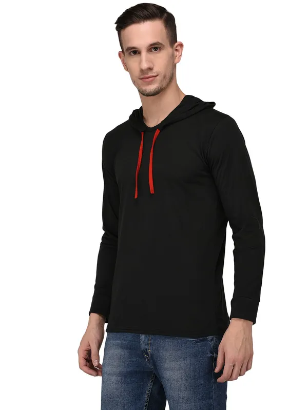 Black_Cotton_Solid_Men_Hooded_Neck_Regukar_Fit_T-Shirt_For_Men