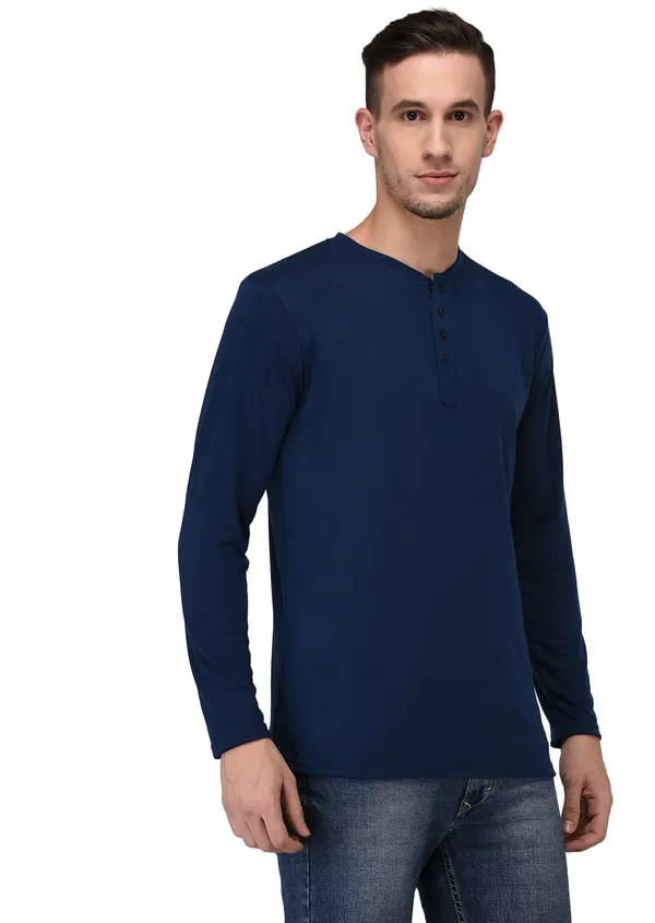 Blue_Cotton_Solid_Men_Henley_Neck_Regukar_Fit_T-Shirt_For_Men