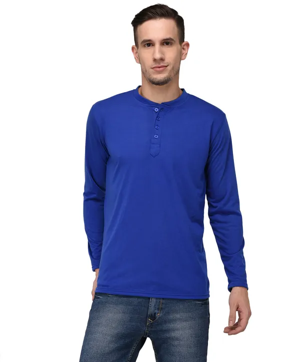 Blue_Cotton_Solid_Men_Henley_Neck_Regukar_Fit_T-Shirt_For_Men
