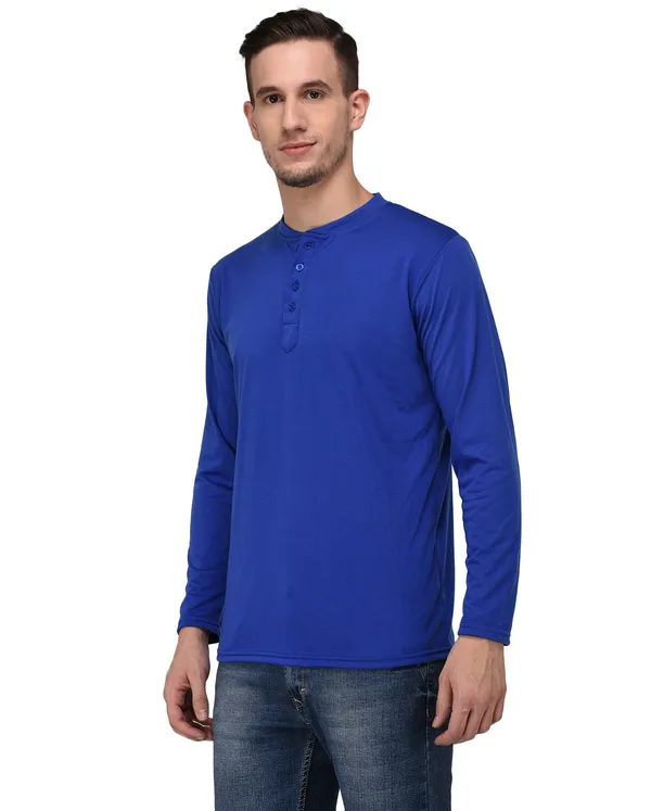Blue_Cotton_Solid_Men_Henley_Neck_Regukar_Fit_T-Shirt_For_Men