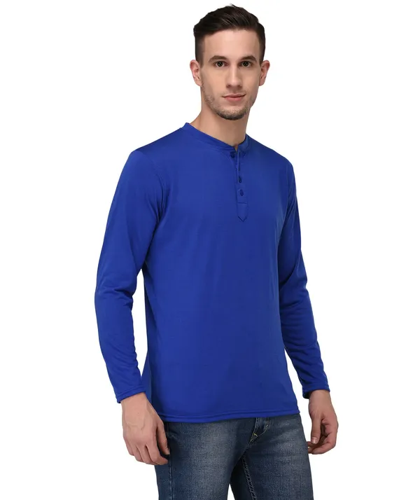 Blue_Cotton_Solid_Men_Henley_Neck_Regukar_Fit_T-Shirt_For_Men
