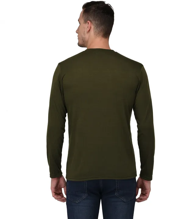 Dark_Green_Cotton_Solid_Henley_Neck_Regukar_Fit_T-Shirt_For_Men