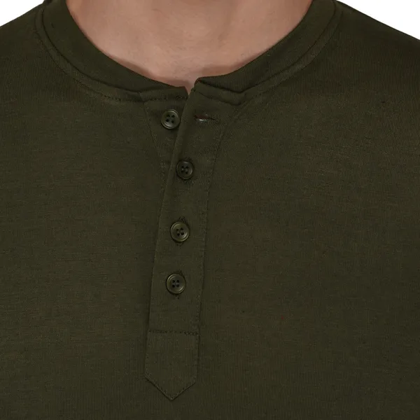 Dark_Green_Cotton_Solid_Henley_Neck_Regukar_Fit_T-Shirt_For_Men