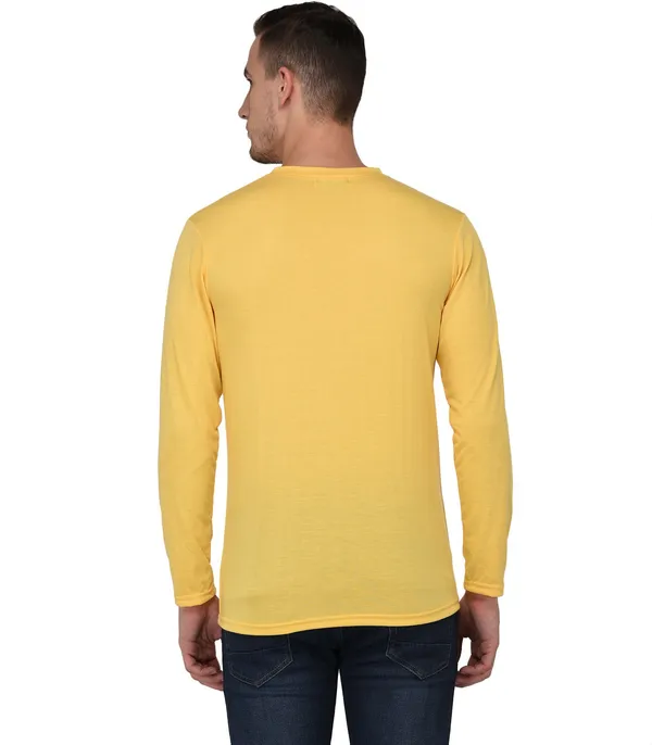 Yellow_Cotton_Solid_Henley_Neck_Regukar_Fit_T-Shirt_For_Men