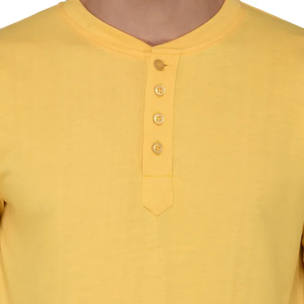 Yellow_Cotton_Solid_Henley_Neck_Regukar_Fit_T-Shirt_For_Men