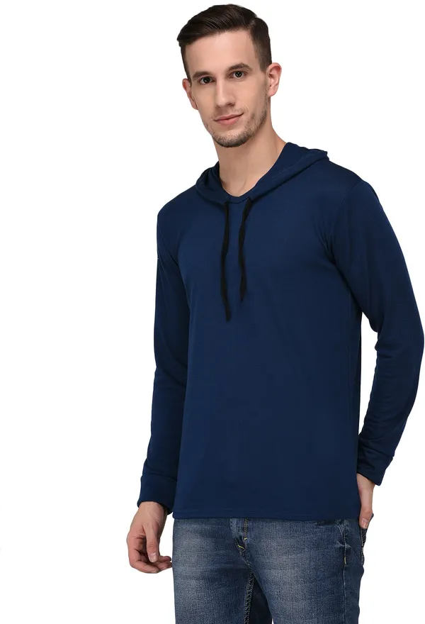 Dark_Blue_Cotton_Solid_Hooded_Neck_Regukar_Fit_T-Shirt_For_Men