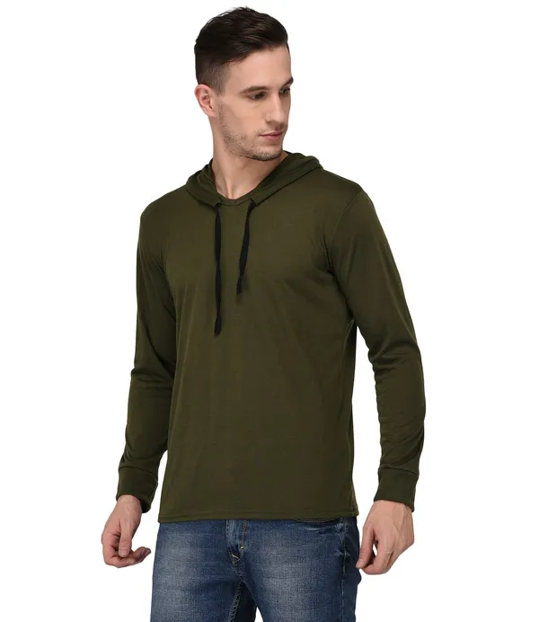 Dark_Green_Cotton_Solid_Hooded_Neck_Regukar_Fit_T-Shirt_for_men