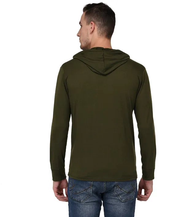 Dark_Green_Cotton_Solid_Hooded_Neck_Regukar_Fit_T-Shirt_for_men
