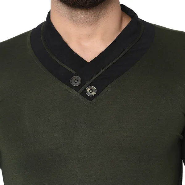 Dark_Green_Solid_Cotton_Shawl_Neck_T-Shirt_for_Men_|_Regular_Fit