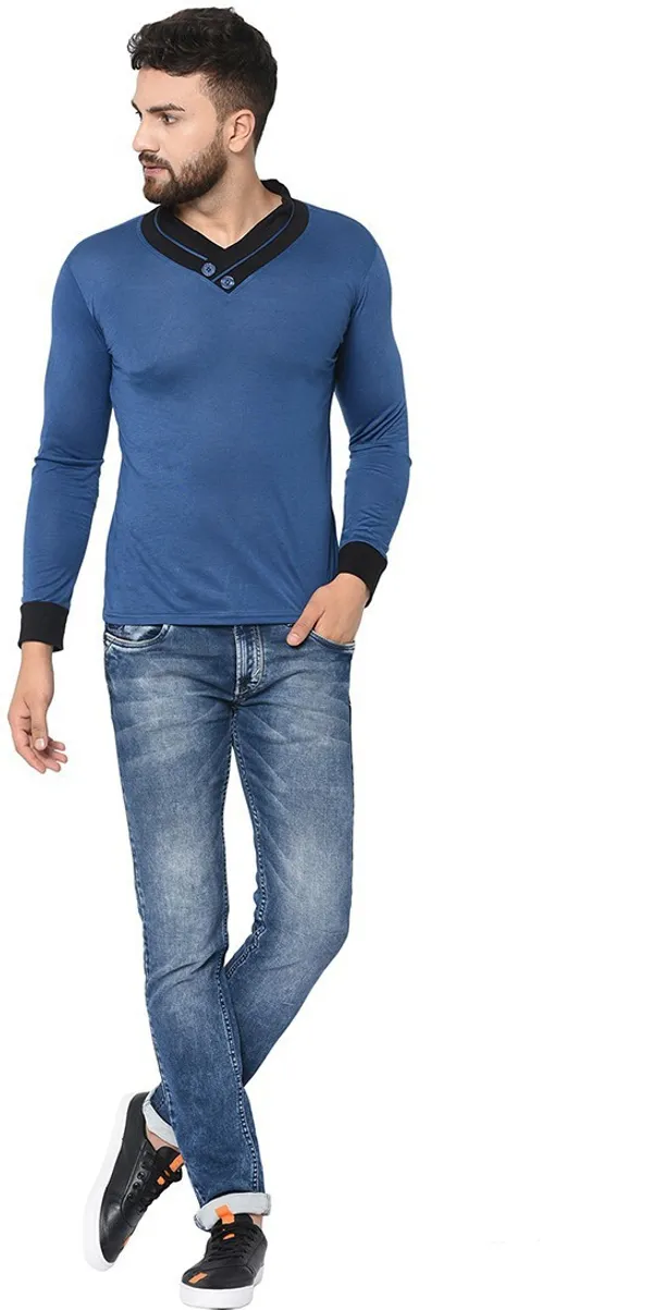 Dark_Blue_Cotton_Solid_Shawl_Neck_Regukar_Fit_T-Shirt_for_men