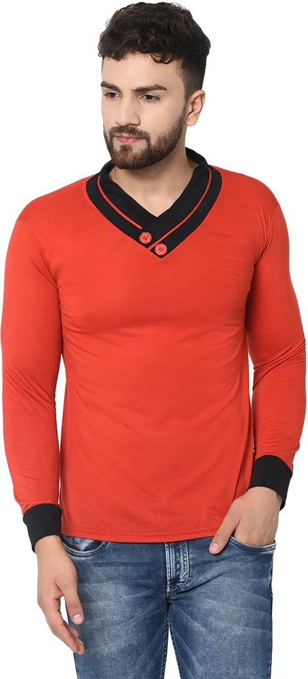 Orange_Cotton_Solid_Shawl_Neck_Regukar_Fit_T-Shirt_for_men