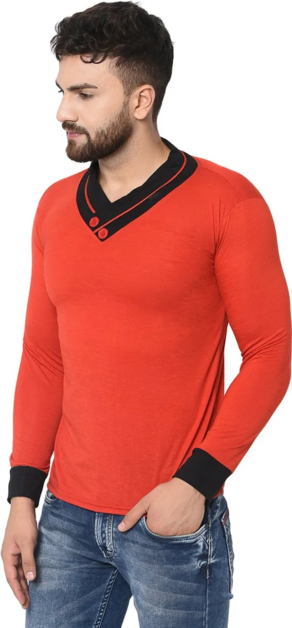 Orange_Cotton_Solid_Shawl_Neck_Regukar_Fit_T-Shirt_for_men