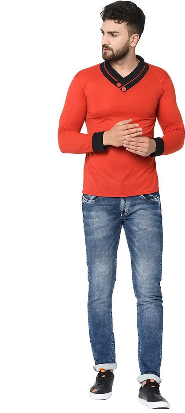 Orange_Cotton_Solid_Shawl_Neck_Regukar_Fit_T-Shirt_for_men