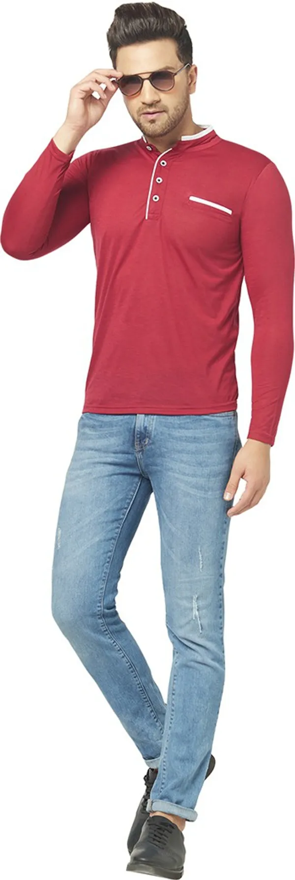 Maroon_Cotton_Solid_Henley_Neck_Regukar_Fit_T-Shirt_for_men