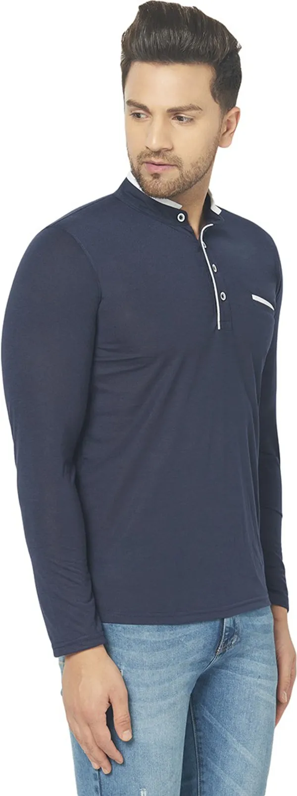 Dark_Blue_Cotton_Solid_Henley_Neck_Regukar_Fit_T-Shirt_For_Men