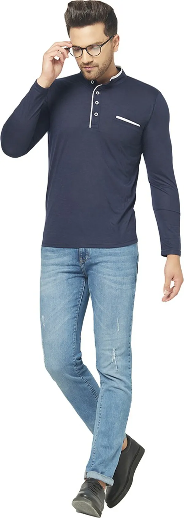 Dark_Blue_Cotton_Solid_Henley_Neck_Regukar_Fit_T-Shirt_For_Men